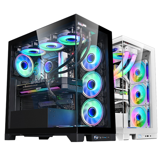 SNOWMAN Most Popular ATX /M-ATX PC Gaming Case OEM Computer Case&Towers USB3.0 Transparent Glass PC Cabinet With ARGB LED Fans
