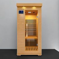 Sauna intérieur en bois massif de pruche pour 1 personne, faible EMF, combinaison infrarouge lointain et lumière rouge, chauffage électrique, panneau de commande informatique