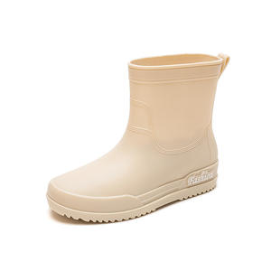 Botas de Lluvia para Mujer, Color Sólido, Parte Superior de Cuero Vacuno, Suela de Goma, Tacón Bajo de 1 cm, Antideslizantes, para Exteriores - Product Image 1