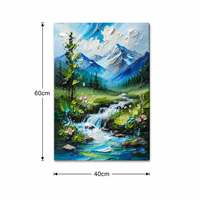 Peinture à l'huile sur toile de coton peinte à la main 40x60cm, motif ruisseau alpin, texture épaisse impasto, art mural pour la décoration intérieure