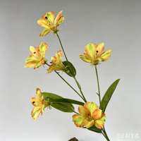 Bunga Lily Lavender Sutra Buatan 6 Tangkai, Buket Kecil Bergaya Segar, Bunga Palsu Berbentuk Tulang, Latar Belakang Pesta Pernikahan, Dapat Disesuaikan