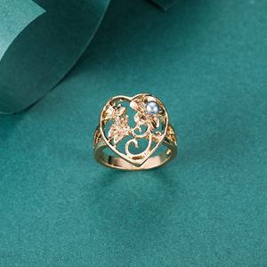 Hawaii toptan heykel bayanlar tasarım Metal kalp kadınlar için bir trendy 18-karat altın çiçek yüzük vaat ediyor - Product Image 2