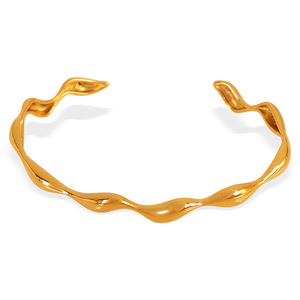 Bracelet en forme de vague géométrique, plaqué or, argent, titane, acier, style ouvert, bijoux unisexe - Product Image 5