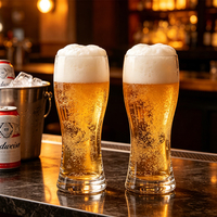Verre à bière classique en verre borosilicate transparent fait main pour le vin et les boissons de pub