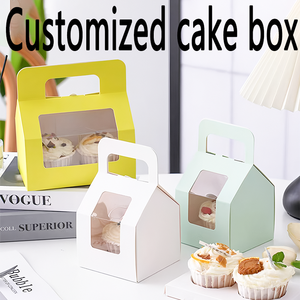 Lujo al por mayor logotipo personalizado y cuadrado tiramisú pastel rebanada para color boda 10 pulgadas 12 pulgadas con asa ventana pastel cajas - Product Image 3