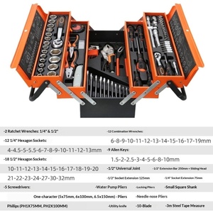 85-Piece Three-Layer Folding <strong>Ratchet</strong> <strong>Wrench</strong> Combination Set for Auto &amp; Machine Repair Carbon Steel Manual Tool Box - Product Image 4