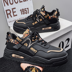 Men's Fashion Sneakers 2026 New Leather Casual Shoes Youth Student Chunky Sports Running Shoes Trendy Flat Skateboarding Shoes - Product Image 3