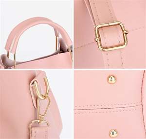 Sacs à main et portefeuilles pour femmes en cuir PU rayé à deux poignées, 4 pièces, avec fermeture à glissière, vente en gros - Product Image 6