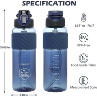 Bouteille d'eau de sport Tritan sans BPA de 1000 ml avec paille, gourde réutilisable écologique pour la salle de sport, l'entraînement et l'usage quotidien en extérieur