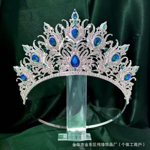Couronne <span class=keywords><strong>de</strong></span> mariée <span class=keywords><strong>de</strong></span> luxe en cristal vert, diadème vintage en strass doré, accessoires <span class=keywords><strong>de</strong></span> cheveux pour concours <span class=keywords><strong>de</strong></span> beauté, diadème <span class=keywords><strong>de</strong></span> <span class=keywords><strong>reine</strong></span> pour mariée et fête - Product Image 2