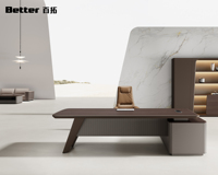 Bureau de direction moderne en bois de style commercial, en forme de L, grand bureau informatique avec tiroirs de rangement