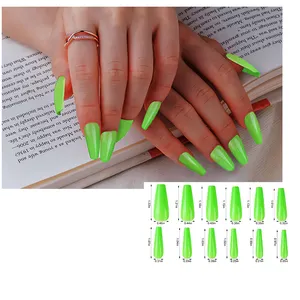Faux ongles végétaliens personnalisés Produits d'extension Ongles de doigt vert clair Ongles artificiels 24 faux ongles acryliques à presser