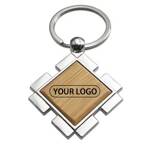 Custom Logo Engraved Named Promotional Souvenir Craft Blanks Key Chain House Key Ring Wood Keychain Wooden bamboo crafts gifts