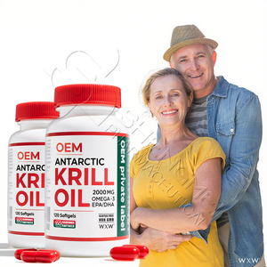 Cápsulas blandas de aceite de krill antártico OEM Halal Omega 3 Suplemento para el cerebro y el corazón Astaxantina 1000mg 2000mg Aceite de krill Softgel - Product Image 1