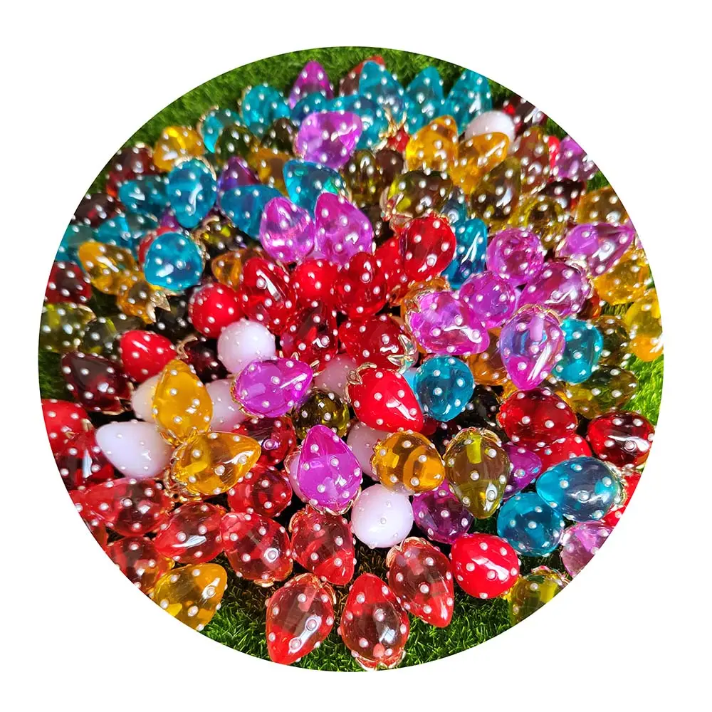 Simulação colorida Strawberry Beads com furo para brincos caneta Dangles Acessórios