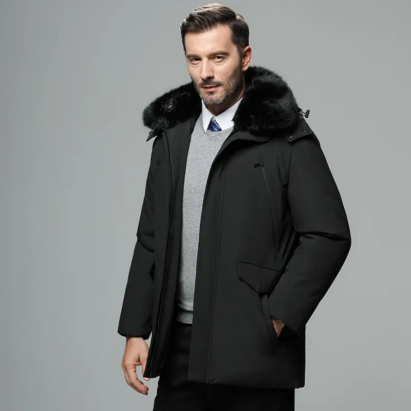 Plus Size Long Hood Daunenjacke Herren Real Warm Down Jacket Goose Down Men Coat Winter