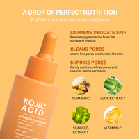 Essence faciale multi-effets personnalisable à la vitamine C, sérum à l'acide kojique, curcuma, blanchissant, élimination des taches noires