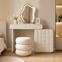 Miroir de maquillage éclairé de style crème moderne avec finition laquée en MDF pour chambre à coucher et salle de bain
