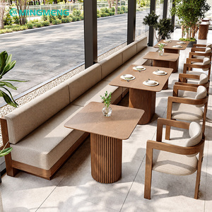 ชุดเฟอร์นิเจอร์ร้านอาหาร โต๊ะบุฟเฟต์ไม้จริงพร้อมเก้าอี้ผ้าหุ้ม โต๊ะรับประทานอาหารทันสมัยสำหรับร้านกาแฟ ใช้ในเชิงพาณิชย์ - Product Image 5