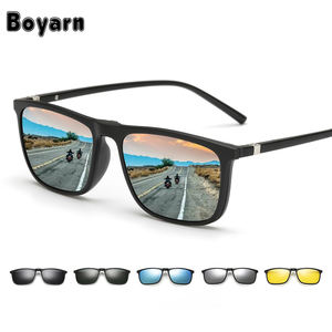 حار المغناطيسي النظارات الشمسية الرجال 5 في 1 الاستقطاب كليب على النظارات الشمسية النساء مربع نظارات خفيفة للغاية نظارات للرؤية الليلية 8804 - Product Image 4