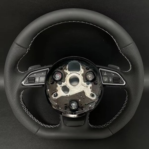 Volante Deportivo de Cuero Completamente Perforado con Base Plana, Apto para Audi <span class=keywords><strong>A1</strong></span> A3 A4 A5 A6 A7 Q3 Q5 Q7 S3 S8 B8 R8 - Product Image 2