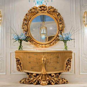 Classico stile Vintage fatto a mano in legno Console d'<span class=keywords><strong>ingresso</strong></span> tavolo da soggiorno mobili <span class=keywords><strong>specchio</strong></span> rotondo Console da tavolo - Product Image 1