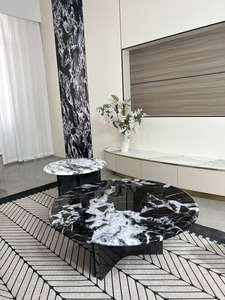 Итальянский круглый роскошный журнальный столик из нержавеющей стали с мраморной столешницей оптом - Product Image 2