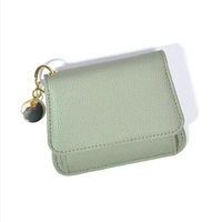 Dompet Kartu Kredit Tipis Terbaru untuk Wanita, Dompet Kulit PU Lucu, Tempat Kartu Kulit PU, Dompet Koin dengan Gantungan Kunci