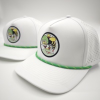 Casquette de baseball ajustable à 5 panneaux en polyester/coton avec visière incurvée, logo brodé à la main, motif Dobby, sportive, imperméable, pour le golf