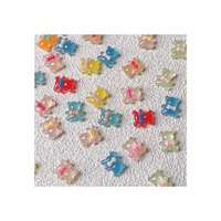 Accessoires en résine transparente en forme d'ours de dessin animé à dos plat pour scrapbooking et décoration de coques de téléphone portable