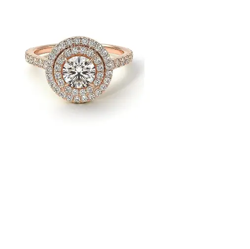 Engagement Ring Double Halo Gold 18K-10K Rose Gold Unique Ring Halo Diamond Engagement Ring (Lab created Diam