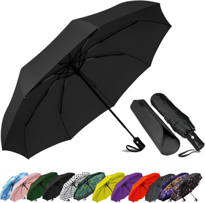Paraguas <span class=keywords><strong>Plegable</strong></span> de Tres Secciones con Apertura/Cierre Automático Resistente al Viento <span class=keywords><strong>para</strong></span> Lluvia, Nieve y Viajes - Ligero y Duradero con Armazón de Fibra de Vidrio - Product Image 1
