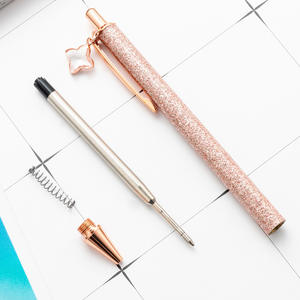 Stylos à bille métalliques rétractables à logo personnalisé, nouveau pendentif en cristal, pointe moyenne (1,0 mm), recharge Parker, encre bleue/noire - Product Image 5