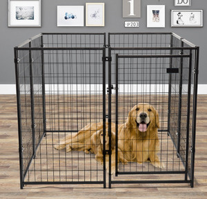 Orta boy açık taşınabilir köpek çit ev galvanizli çelik tel örgü köpek kafesi katı Metal evcil hayvan sandığı kulübesi taşıyıcı kutulu - Product Image 4