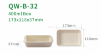 Vaisselle en fibre de canne à sucre Bagasse Pulp 400ml Box 100% Compostable Lunch Box Restaurant Party Food Containers