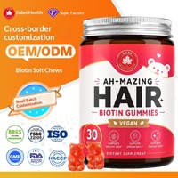 Produits de beauté transfrontaliers sur mesure, gommes à mâcher multivitaminées à la biotine, fonctionnelles pour la santé, favorisant la croissance des cheveux, véganes, sans sucre ajouté