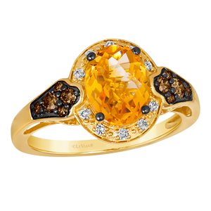 Anillo de Diamantes Blancos y Chocolate SGARIT de 0.35 Quilates para Mujer, Anillo de Oro Rosa o Amarillo de 14k con Gema Ovalada de 1.75 Quilates - Product Image 1