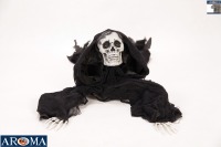 AROMA Tueur noir sauteur effrayant avec son, yeux clignotants et action terrifiante pour des effets d'horreur ultimes