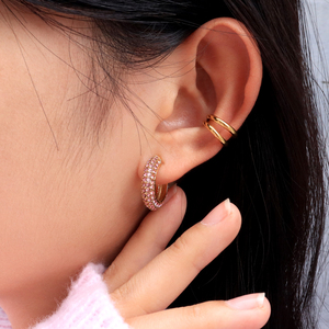 <span class=keywords><strong>Orecchini</strong></span> a Polsino Minos Luxury con Zirconi, Eleganti <span class=keywords><strong>Orecchini</strong></span> in Acciaio Inossidabile Placcato Oro 18k, Gioielli per Donne, Idea Regalo - Product Image 3