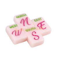 Marque Logo Acrylique Mah Jongg Ensemble Gravure Logo Conseil Mahjong Carreaux Bébé Rose Mahjong Ensemble