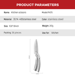 Mới Nhất Thiết Kế 2 Trong 1 Nhiệm Vụ Nặng Nề Nhà Bếp Cắt Kéo Thép Không Gỉ Thịt & Gia Cầm Tách Xương Cắt Kéo - Product Image 3