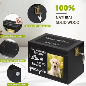 Urne funéraire en bois pour animaux de compagnie, personnalisable avec logo, noire, verrouillable, avec fente <span class=keywords><strong>photo</strong></span>, pour cendres de <span class=keywords><strong>chien</strong></span> ou chat – Meilleure vente - Product Image 4