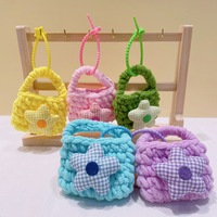 Porte-monnaie INS en forme d'ours en peluche de dessin animé, tissé et respirant, mini sac de rangement portable pour écouteurs et câbles, pour fille mignonne