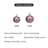 Décorations de Noël, fournitures pour l'artisanat, décorations pour l'arbre de Noël, motif personnalisé 2026, 6 cm, 8 cm, boule de Noël en plastique avec logo personnalisé