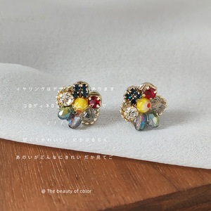 <span class=keywords><strong>Pendientes</strong></span> de Cristal chapados en 14K, <span class=keywords><strong>pendientes</strong></span> de cristal coloridos con forma de flor delicada, <span class=keywords><strong>pendientes</strong></span> de cristal de flor antialérgicos - Product Image 3