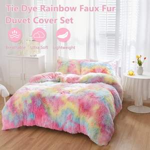 Housse de couette <span class=keywords><strong>rose</strong></span> Tie Dye <span class=keywords><strong>en</strong></span> peluche Fourrure Tie Dye <span class=keywords><strong>Rose</strong></span> Twin Ensemble de literie 4 pièces Ensemble de lit flou Ensemble de lit moelleux Fermeture à glissière - Product Image 2