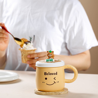 Tasses en céramique ours brun jaune visage souriant tasse à thé tasses en céramique 2022 populaires