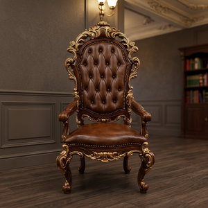 Fauteuil d'hôtel victorien en mousse durable avec cadre en acajou et pieds sablier, style moderne fait main, dossier solide, mobilier d'intérieur - Product Image 4
