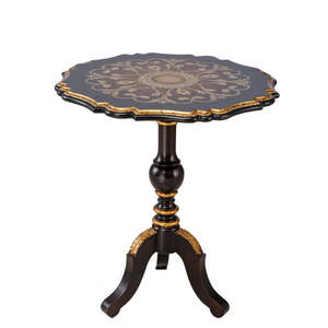 Classic Antique Center <b>Table</b> <b>Small</b> <b>Round</b> Coffee <b>Table</b> Italian Traditional Design Solid Wood Luxury Living room item - Product Image 1