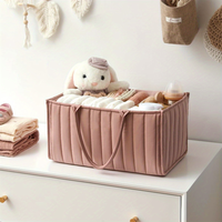 Panier de rangement pour bébé en polyester matelassé, grand, portable, avec séparateurs amovibles et poignées, pour les essentiels de la crèche et des couches, toutes saisons